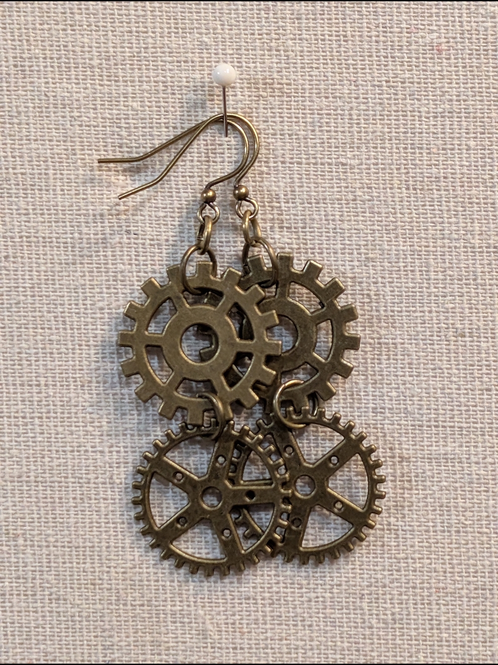 Bronze Gear Drop Earrings - Women's Steampunk Jewelry